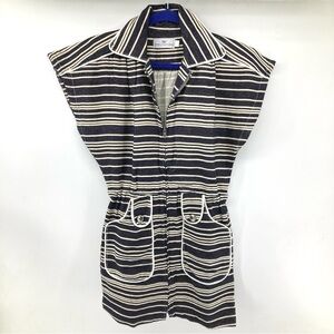 Never A Wallflower Poppy Zip Up Striped Denim Dress